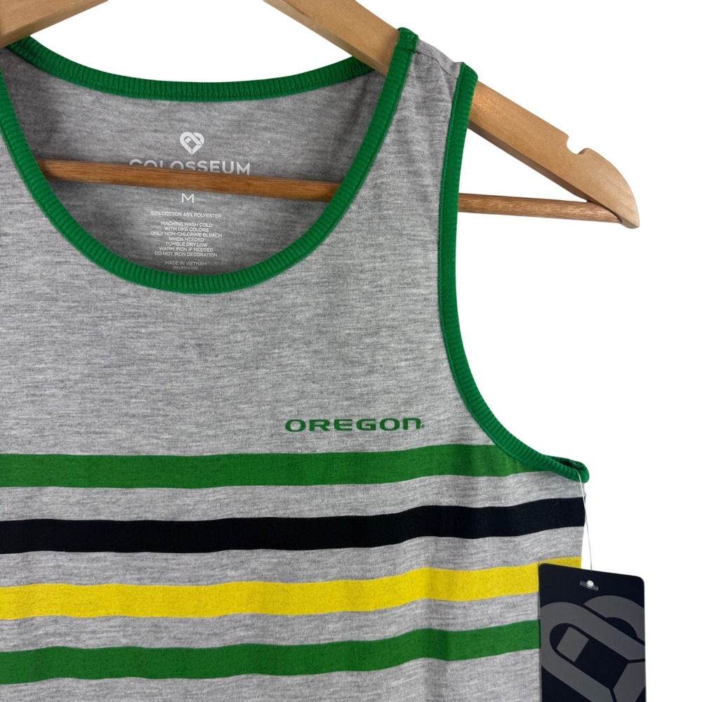 Colosseum Oregon Ducks Tank Top Womens M Gray Green Striped COED31311HG